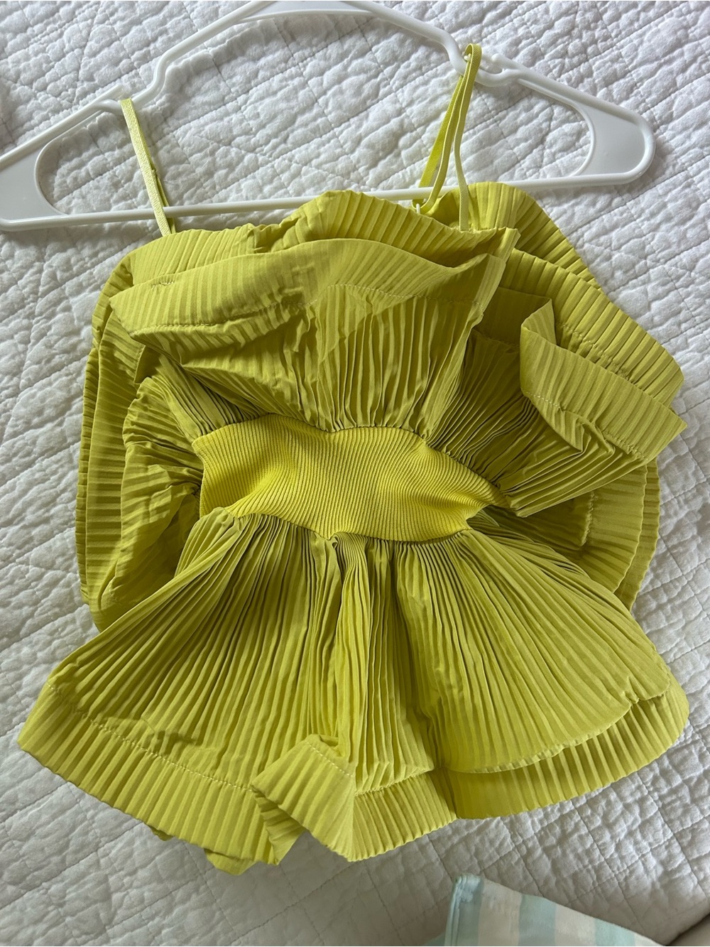 Pleated Lime Green Ruffle Tank Top